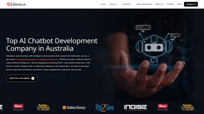 Screenshot of AI chatbot development company in Australia