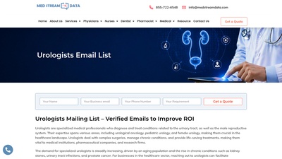 Screenshot of Urologists Email List and mailing list