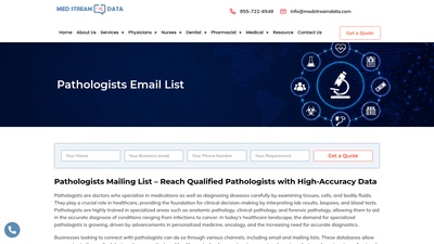 Screenshot of Pathologist Email List and Mailing list