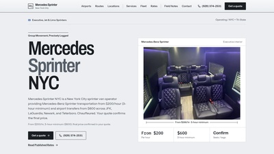 Screenshot of Mercedes Sprinter NYC | Sprinter Van Rental New York City