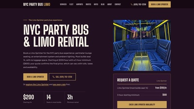 Screenshot of NYC Party Bus Limo - Party Bus & Limo Sprinter Rental