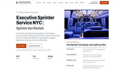 Screenshot of Executive Sprinter NYC - Mercedes Sprinter Van Service