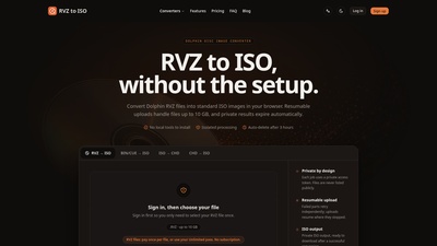 Screenshot of RVZ to ISO - Online RVZ to ISO Converter