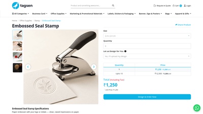 Screenshot of Buy Embossed Seal Stamp Online in India | Tagsen